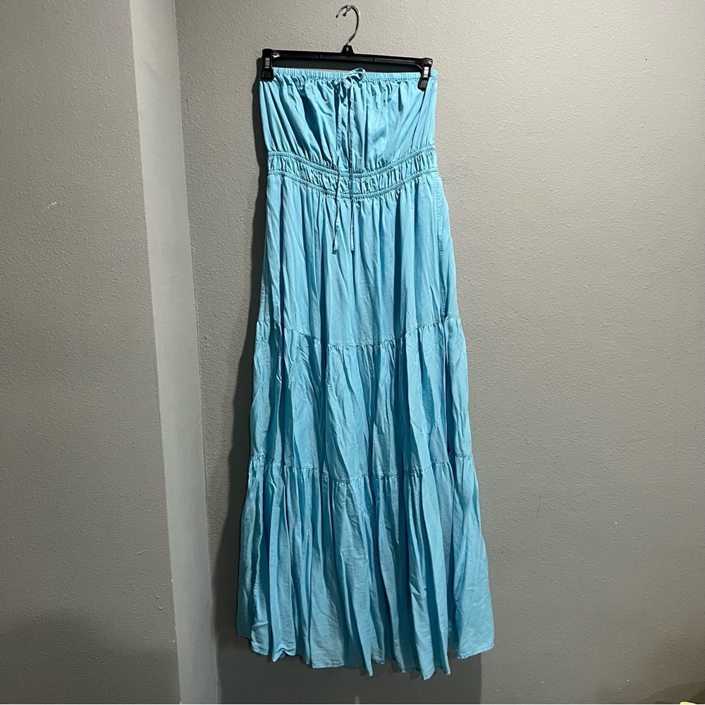 Light Blue Strapless Maxi